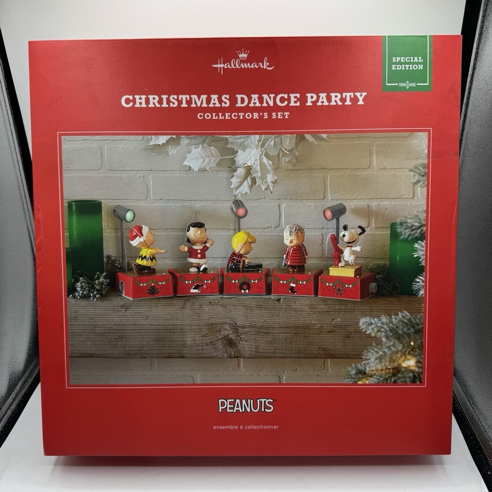 Hallmark Peanuts Christmas Dance Party Collectors Set Excellent Condition VIDEO